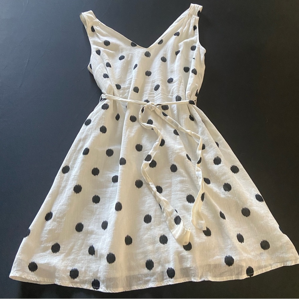 a new day womens a-line Dress - White with Black Polka Dots - Picture 2 of 6